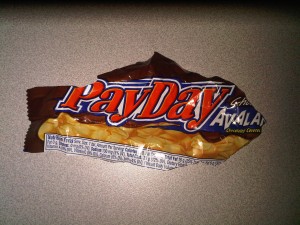 2:40pm PayDay candy bar