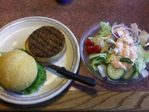 1:51pm Veggie burger and salad